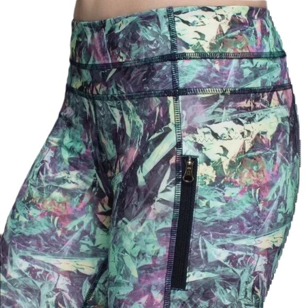 Lululemon Leggings Size 8 Inspire Multi Color Black Mesh Inseam 25"